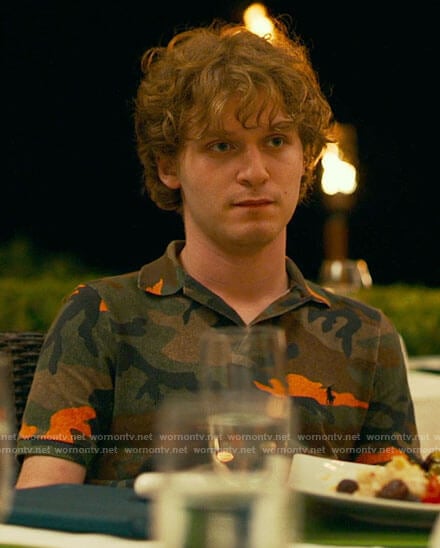 Quinn’s camo polo shirt on The White Lotus