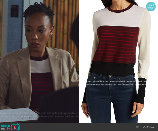 Rag & Bone Marissa Contrast Stripe Sweater worn by Carmen Moyo (Charmaine Bingwa) on The Good Fight