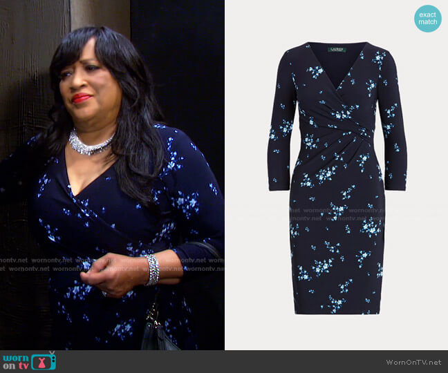 Ralph Lauren Floral Wrap-Style Jersey Dress worn by Paulina Price (Jackée Harry) on Days of our Lives