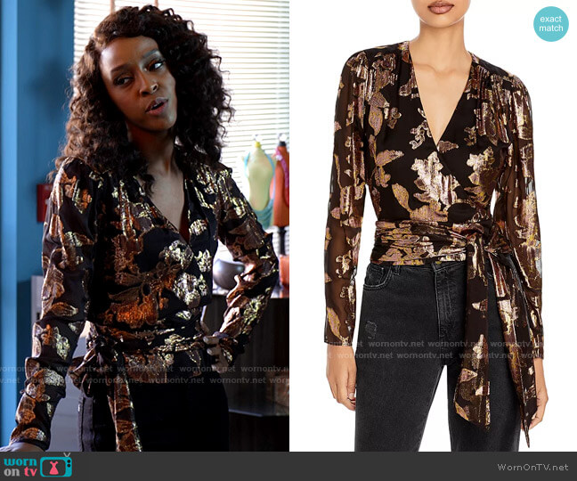 Ramy Brook Blair Top worn by Karen Mott (Ebony Obsidian) on Tyler Perrys Sistas