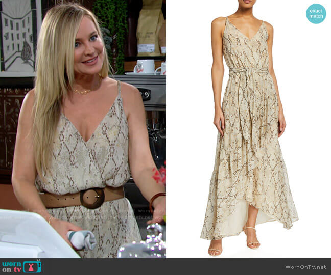 Ramy Brook Clancy Dress in Sand Combo worn by Sharon Newman (Sharon Case) on The Young and the Restless