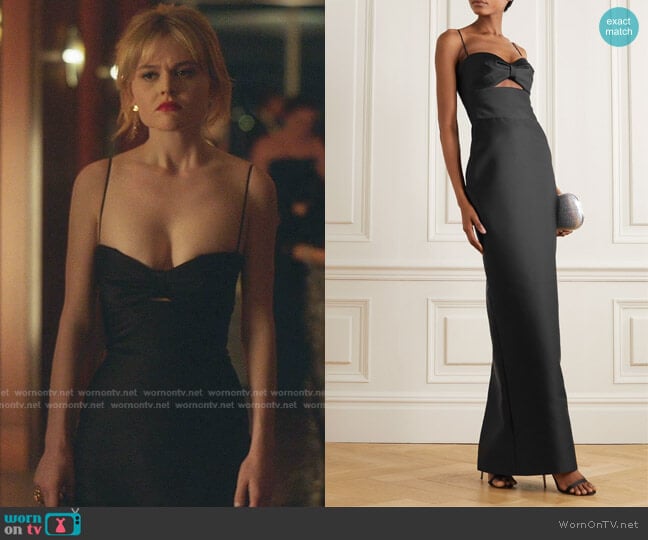 Rasario Cutout Duchesse-Satin Gown worn by Audrey Hope (Emily Alyn Lind) on Gossip Girl