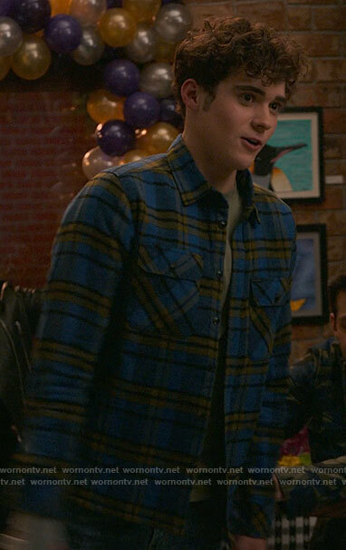 Ricky’s blue and yellow plaid shirt on High School Musical The Musical The Series