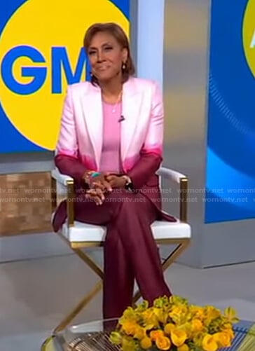 Robin’s pink dip-dye blazer and pants on Good Morning America