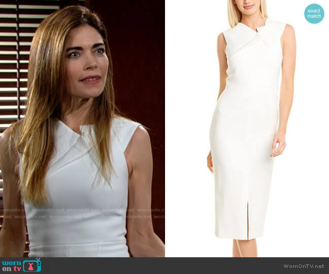 Roland Mouret Tikal Dress in White worn by Victoria Newman (Amelia Heinle) on The Young and the Restless