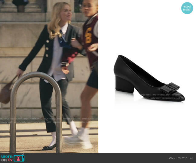 Salvatore Ferragamo Viva 55 Nappa Pumps worn by Audrey Hope (Emily Alyn Lind) on Gossip Girl