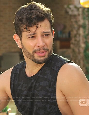 Sam’s black camo tank on Dynasty