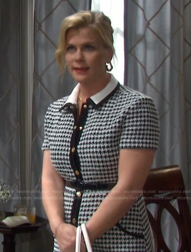 Sami’s houndstooth button front dress on Days of our Lives