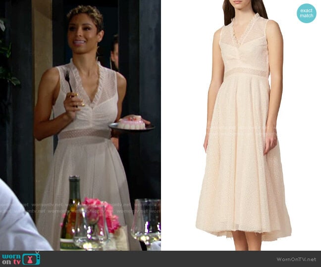 Sandro Cassy Dress worn by Elena Dawson (Brytni Sarpy) on The Young and the Restless