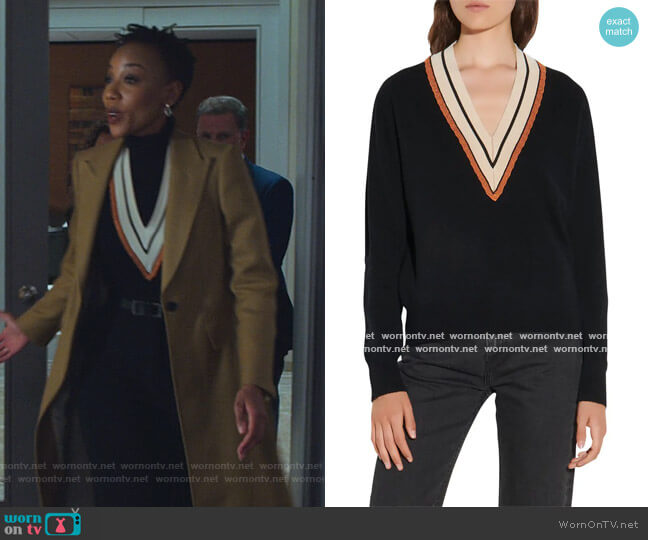 Sandro V-Neck Sweater worn by Carmen Moyo (Charmaine Bingwa) on The Good Fight