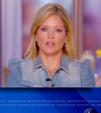 Sara’s denim puff shoulder dress on The View