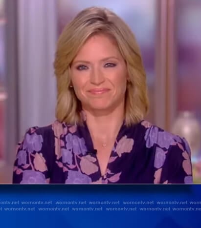 Sara’s purple floral print jumpsuit on The View