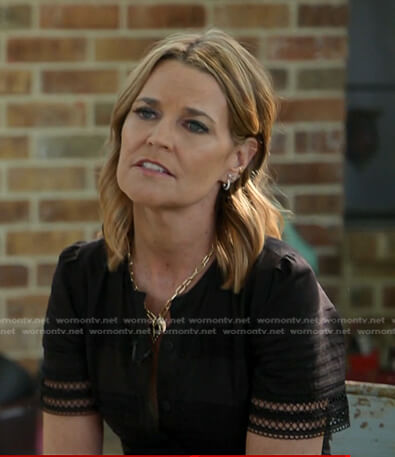 Savannah’s black lace inset midi dress on Today