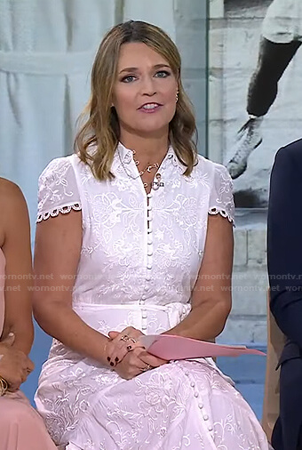 Savannah’s white embroidered shirtdress on Today