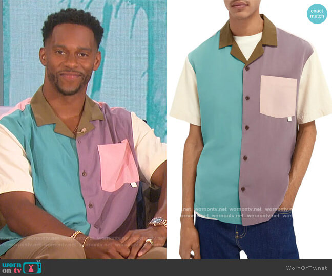 Scotch and Soda Colorblock Short Sleeve Button-Up Shirt