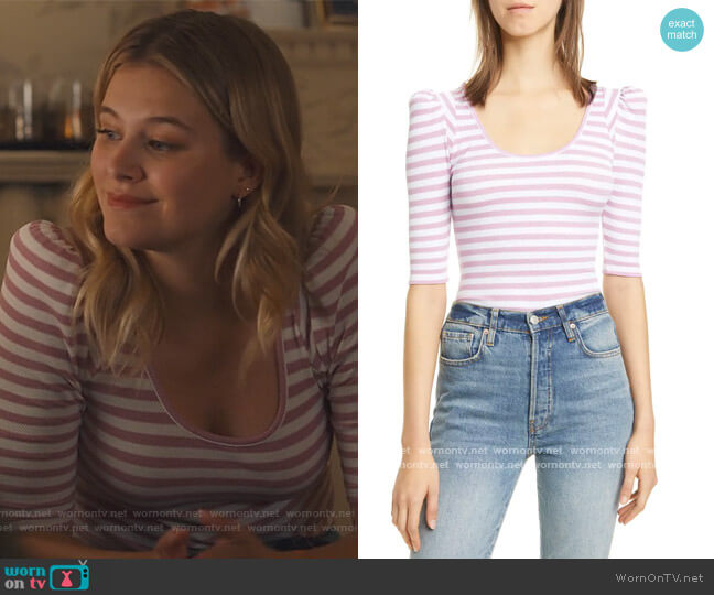 Smythe Stripe Puff Sleeve Knit Top worn by Grace Knight (Tiera Skovbye) on Nurses