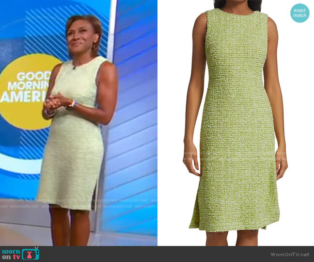 St. John Eyelash Slub Tweed Knit Dress worn by Robin Roberts on Good Morning America