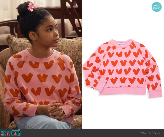 Stella McCartney Heart Print Sweatshirt worn by Millicent (Jaidyn Triplett) on iCarly