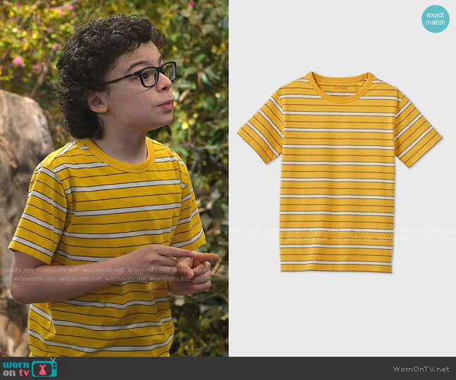 Cat & Jack Striped T-Shirt worn by Matteo Silva (Raphael Alejandro) on Bunkd