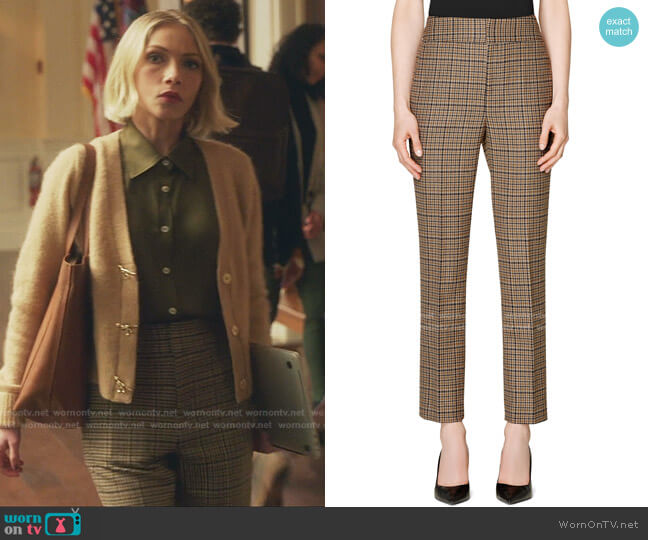 Suistudio Classic Houndstooth High Waist Wool & Cashmere Trousers worn by Kate Keller (Tavi Gevinson) on Gossip Girl