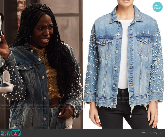 Sunset & Spring Embellished Denim Jacket worn by Harper (Laci Mosley) on iCarly