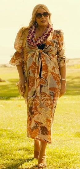Tanya’s monkey print caftan on The White Lotus