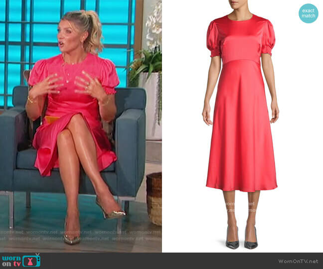 Ted Baker Short Puffed-Sleeve Midi Dress worn by Amanda Kloots on The Talk