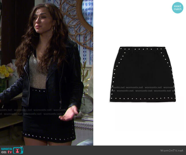 The Kooples Studded Mini Skirt worn by Ciara Brady (Victoria Konefal) on Days of our Lives