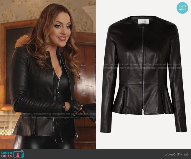 The Row Anasta Leather Jacket worn by Fallon Carrington (Elizabeth Gillies) on Dynasty