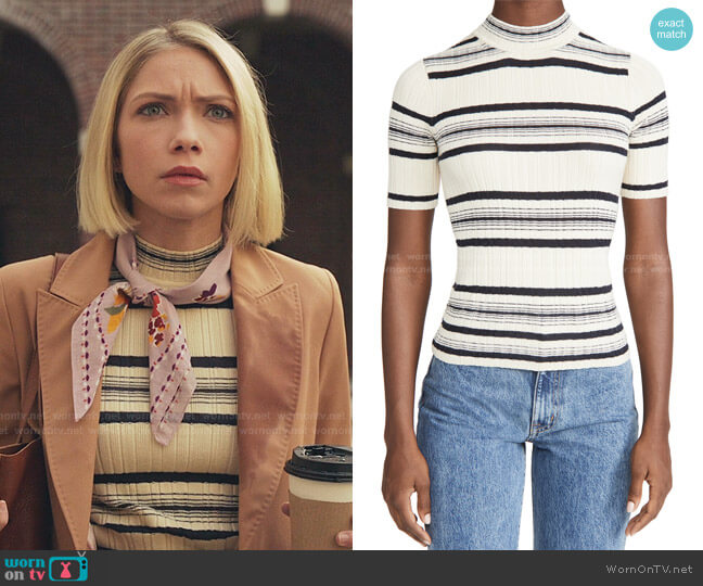 Theory Stripe Rib Pullover worn by Kate Keller (Tavi Gevinson) on Gossip Girl