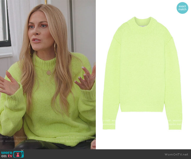 Tibi Cozette neon alpaca-blend sweater worn by Leah McSweeney on The Real Housewives of New York City