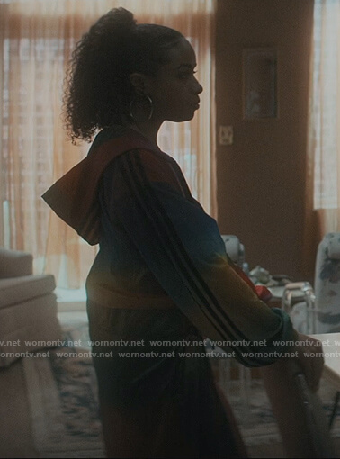 Keisha’s multicolored coat on The Chi