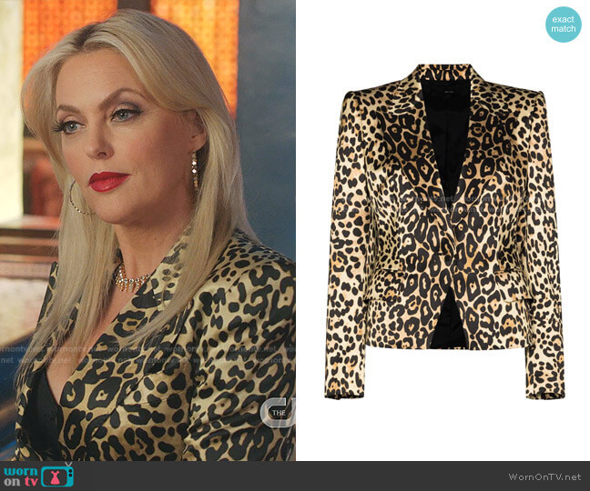 Tom Ford Leopard-Print Cotton-Blend Jacket worn by Alexis Carrington (Elaine Hendrix) on Dynasty