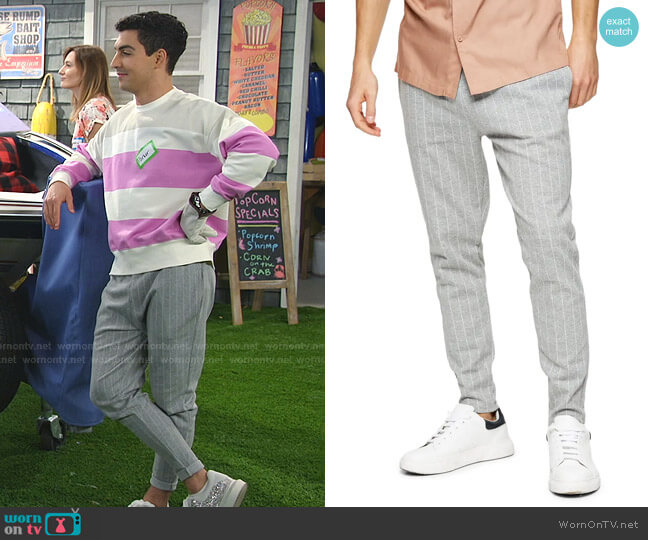 Topman Pinstripe Joggers worn by Parker Preston (Trevor Tordjman) on Bunkd