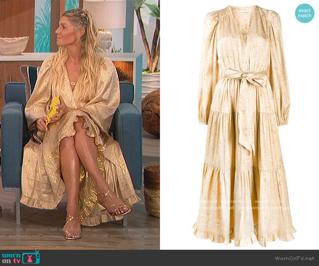 Ulla Johnson Tiered Belted Midi Dress worn by Amanda Kloots on The Talk