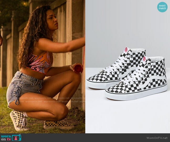 Vans SK8 Hi Checkerboard Sneakers worn by Kiara Carrera (Madison Bailey) on Outer Banks