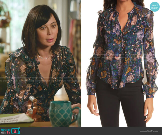 Veronica Beard Abra Floral Print Silk Blouse worn by Cassandra Nightingale (Catherine Bell) on Good Witch
