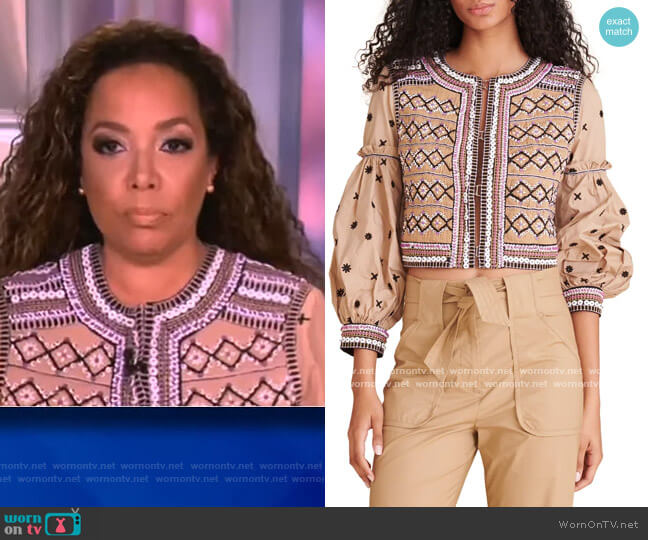 Veronica Beard Rocci Beaded Embroidered Cotton Jacket worn by Sunny Hostin on The View