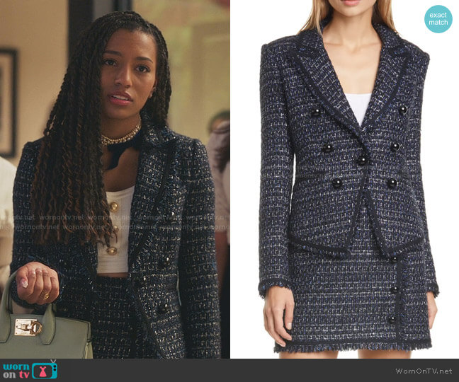 Veronica Beard Cooke Tweed Dickey Jacket worn by Monet de Haan (Savannah Lee Smith) on Gossip Girl
