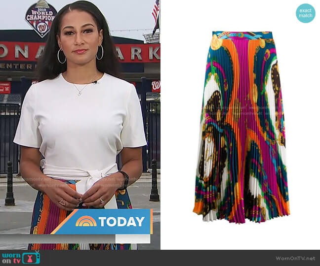 Versace Barocco Rodeo Print Pleated Midi Skirt