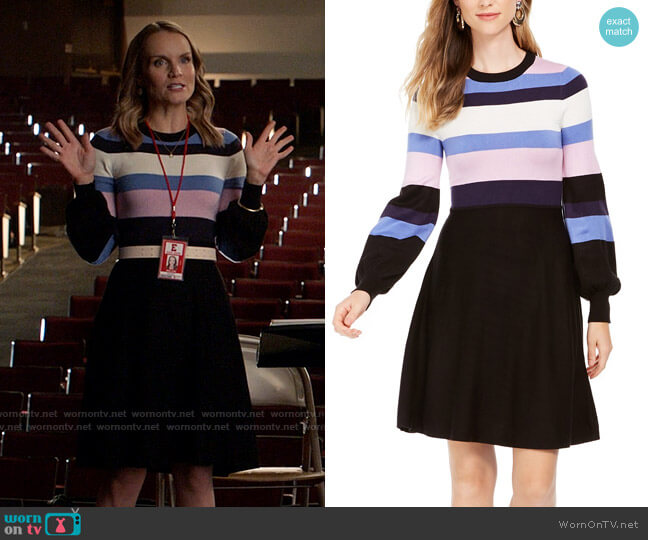 Vince Camuto Colorblocked Sweater Dress worn by Miss Jenn (Kate Reinders) on High School Musical The Musical The Series