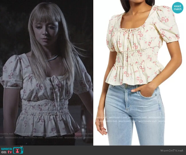WAYF Lucian Floral Smocked Waist Top