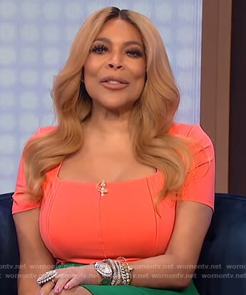 Wendy’s coral square neck top on The Wendy Williams Show