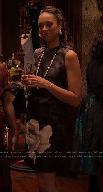 Whitney’s black and white rose dress on Run the World