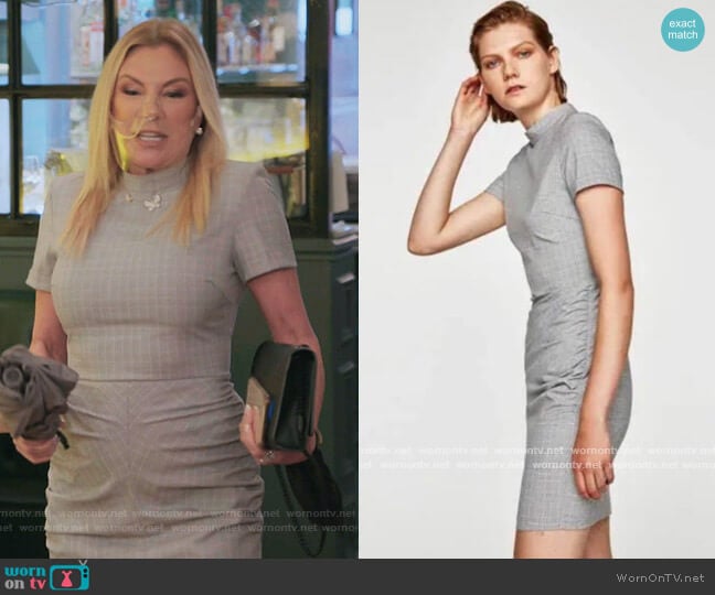 Zara Checked Dress with Draped front worn by Ramona Singer on The Real Housewives of New York City