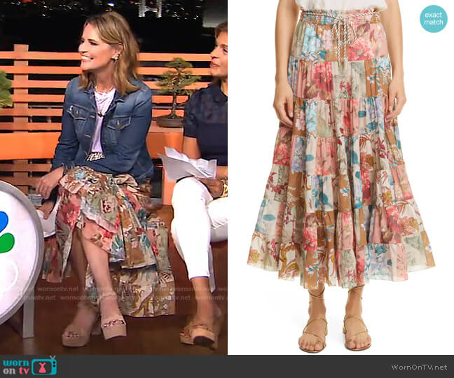 Zimmermann Cassia Patch Midi Skirt worn by Savannah Guthrie on Today