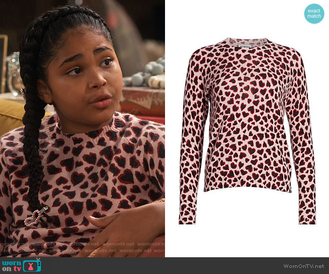 27 Miles Malibu Heart-Print Cashmere Sweater in Blush worn by Millicent (Jaidyn Triplett) on iCarly