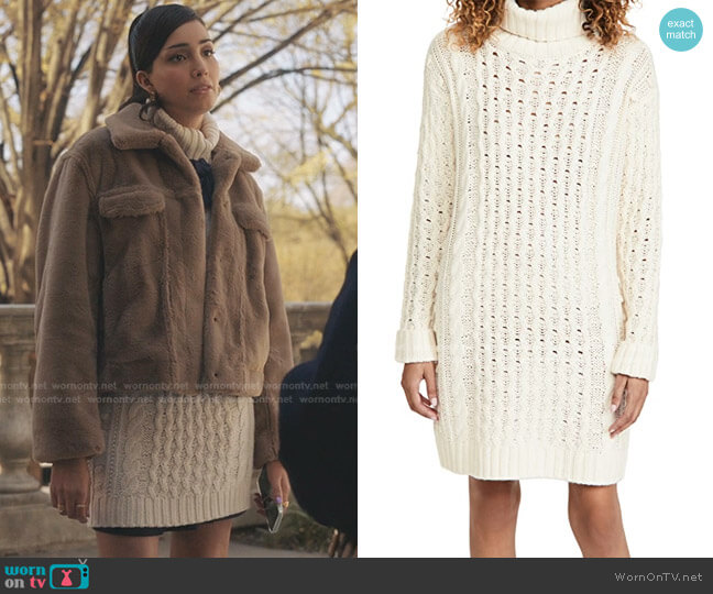 525 America Soft Acrylic Cable Turtle Neck Dress worn by Luna La (Zión Moreno) on Gossip Girl