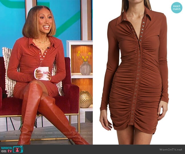 A.L.C. Larsen Ruched Jersey Mini Dress worn by Elaine Welteroth on The Talk