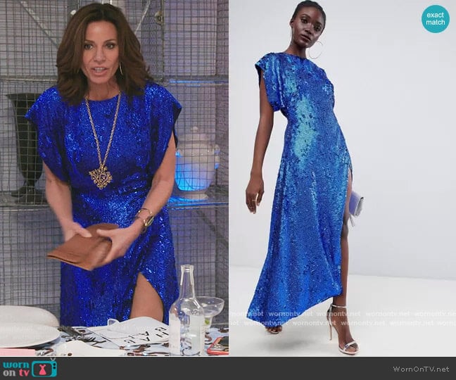 ASOS Split Side Midi Dress in sequin worn by Luann de Lesseps on The Real Housewives of New York City